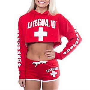 Martha’s Vineyard Lifeguard Women Cropped Hoodie Long Sleeve Pullover (S)